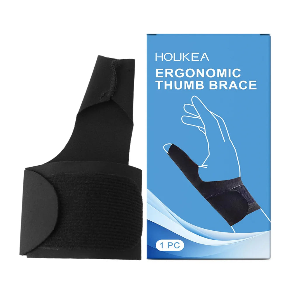HOUKEA 1Pc Thumb Brace Ergonomic Breathable Support Adjustable Magic Tape for Daily Wear - 1