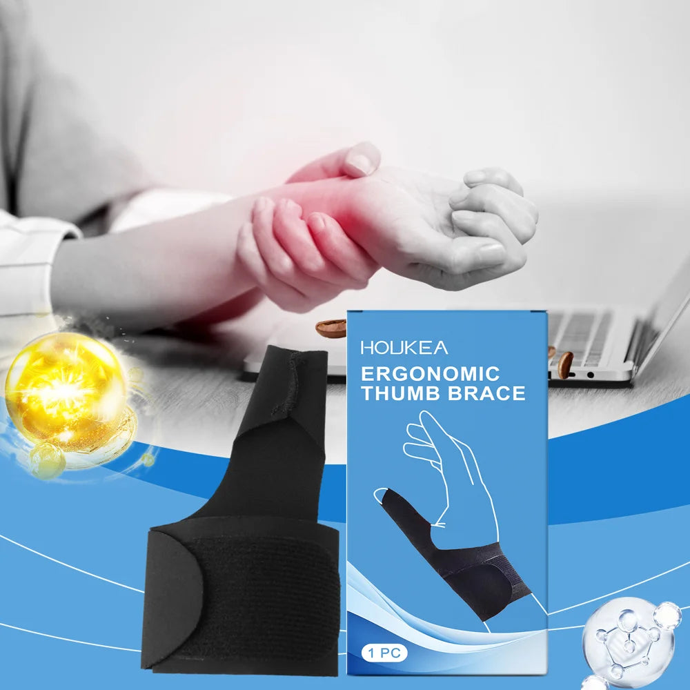 HOUKEA 1Pc Thumb Brace Ergonomic Breathable Support Adjustable Magic Tape for Daily Wear - 3