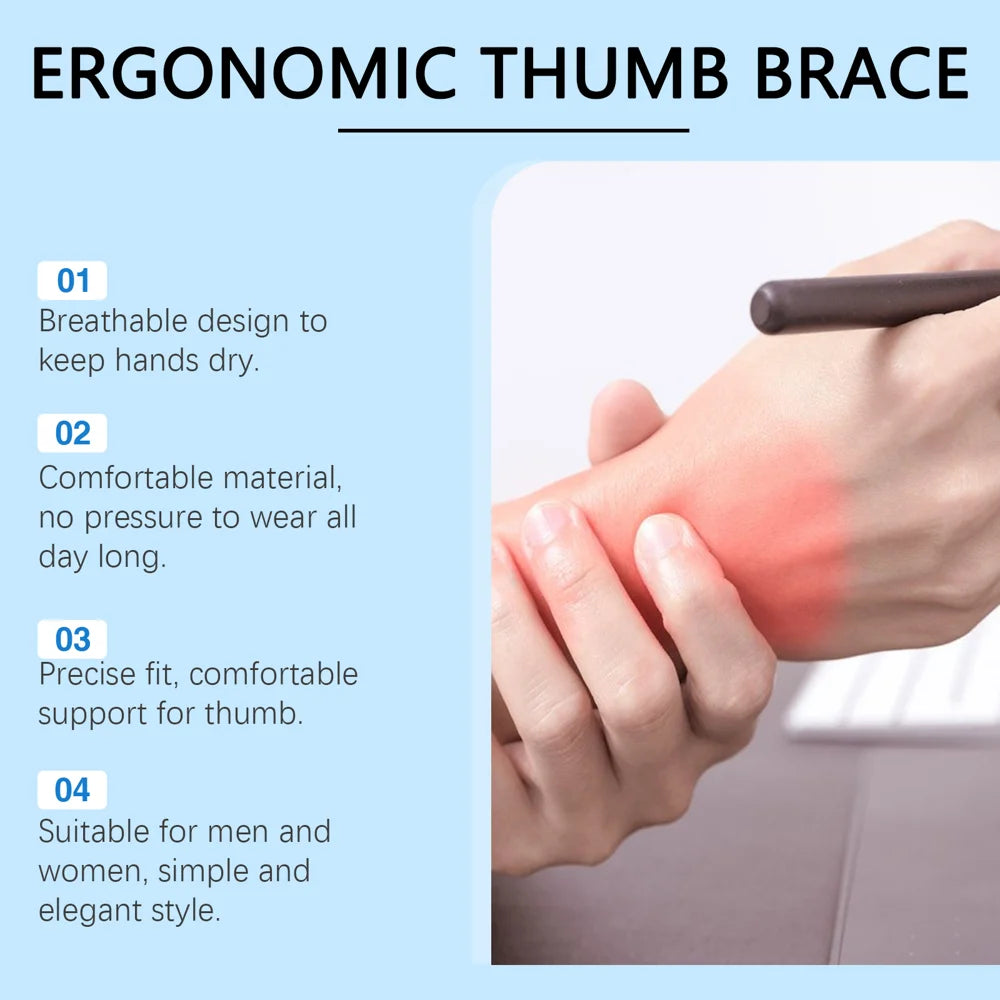 HOUKEA 1Pc Thumb Brace Ergonomic Breathable Support Adjustable Magic Tape for Daily Wear - 6