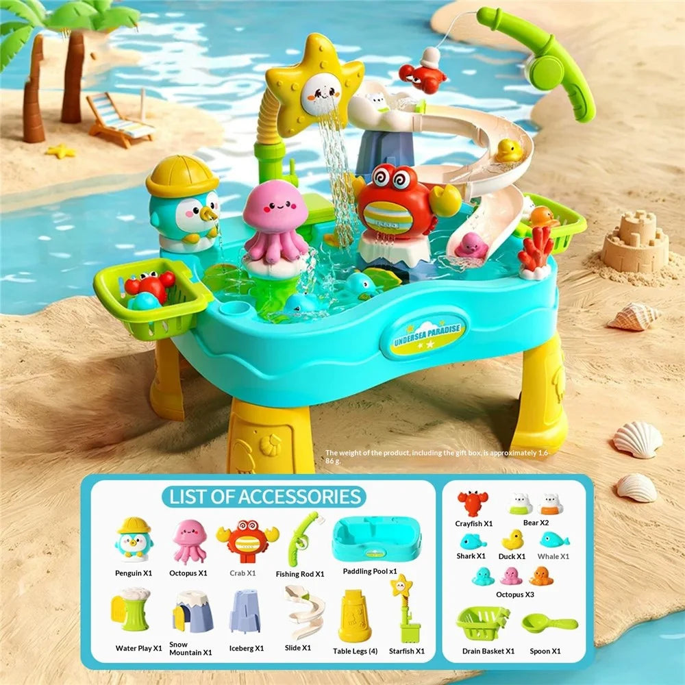 SJL9615 Underwater Adventure Fishing Water Play Table Auto Circulating Water Toy for Kids - Blue - 2