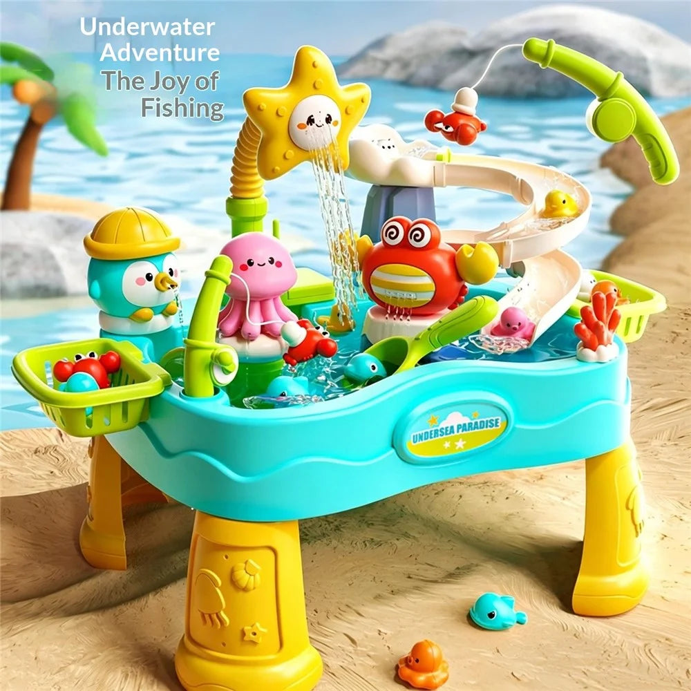 SJL9615 Underwater Adventure Fishing Water Play Table Auto Circulating Water Toy for Kids - Blue - 3