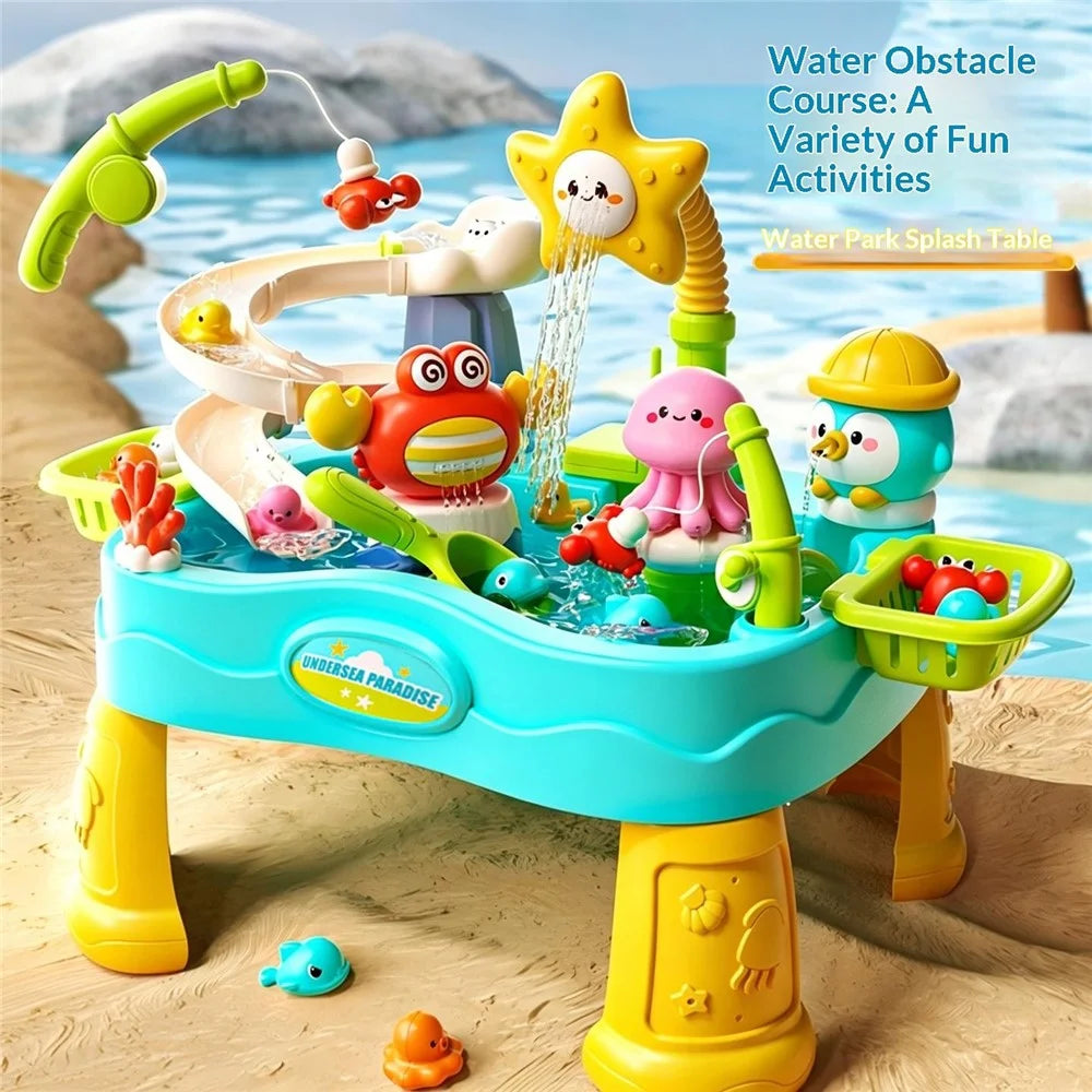 SJL9615 Underwater Adventure Fishing Water Play Table Auto Circulating Water Toy for Kids - Blue - 4