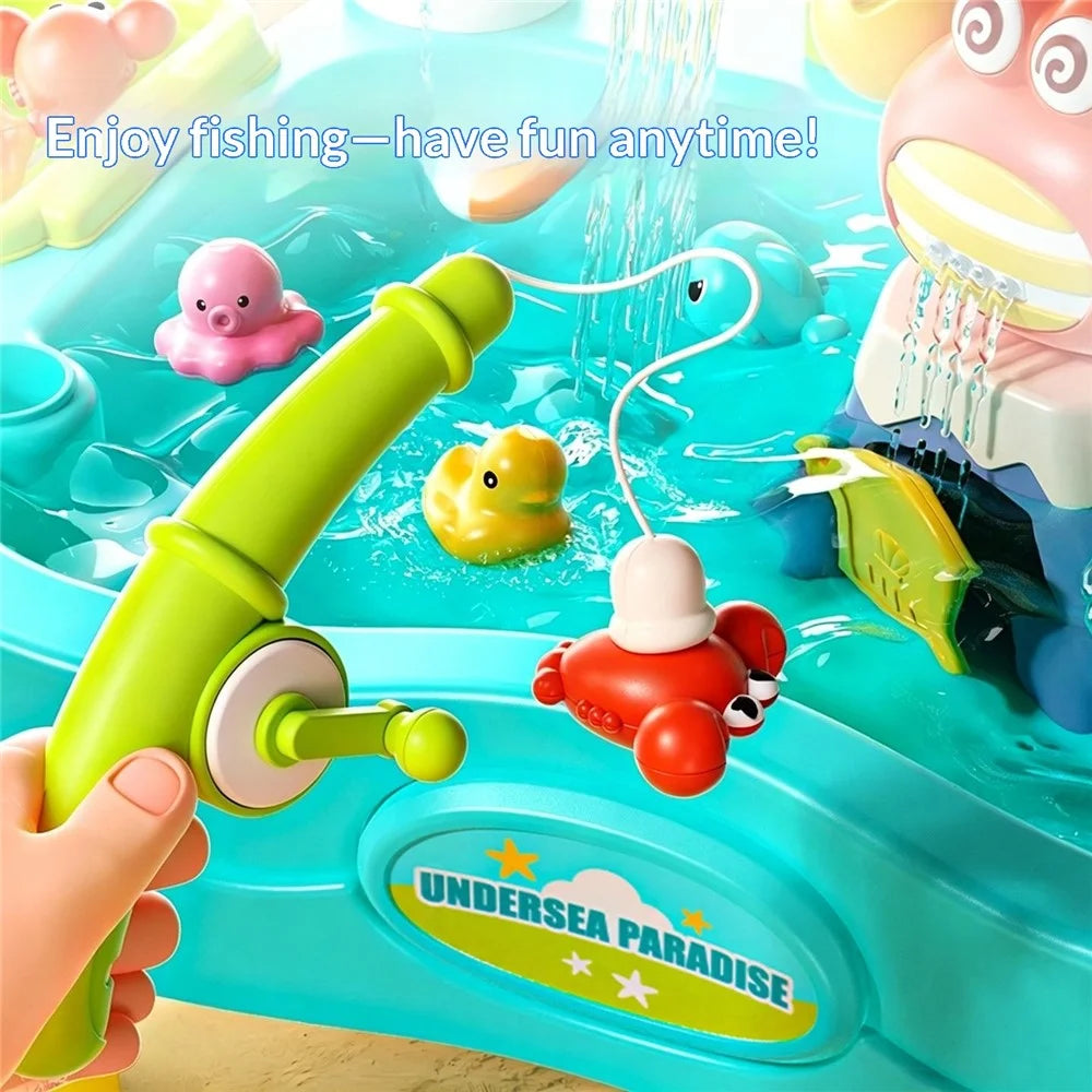 SJL9615 Underwater Adventure Fishing Water Play Table Auto Circulating Water Toy for Kids - Blue - 7