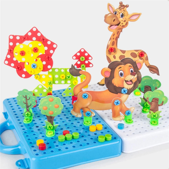 135PCS Kids Educational Construction Blocks Nuts Drill Screwdiver Set DIY Building Toys Learning Toys Creative Drilling Blocks - 5