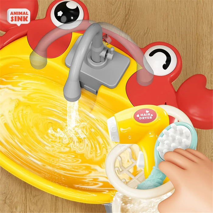 7988 Children Electric Automatic Watering Faucet Toy Fishing Platform Water Pretend Play Educational Toys Parent-Child Playset - Crab - 4