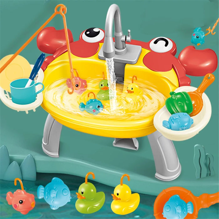 7988 Children Electric Automatic Watering Faucet Toy Fishing Platform Water Pretend Play Educational Toys Parent-Child Playset - Crab - 5
