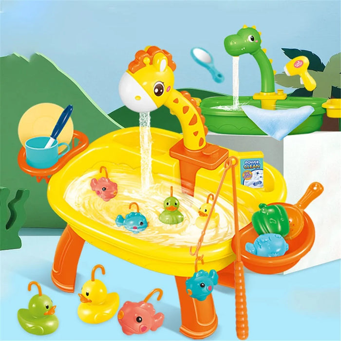 7988 Children Electric Automatic Watering Faucet Toy Fishing Platform Water Pretend Play Educational Toys Parent-Child Playset - Crab - 6