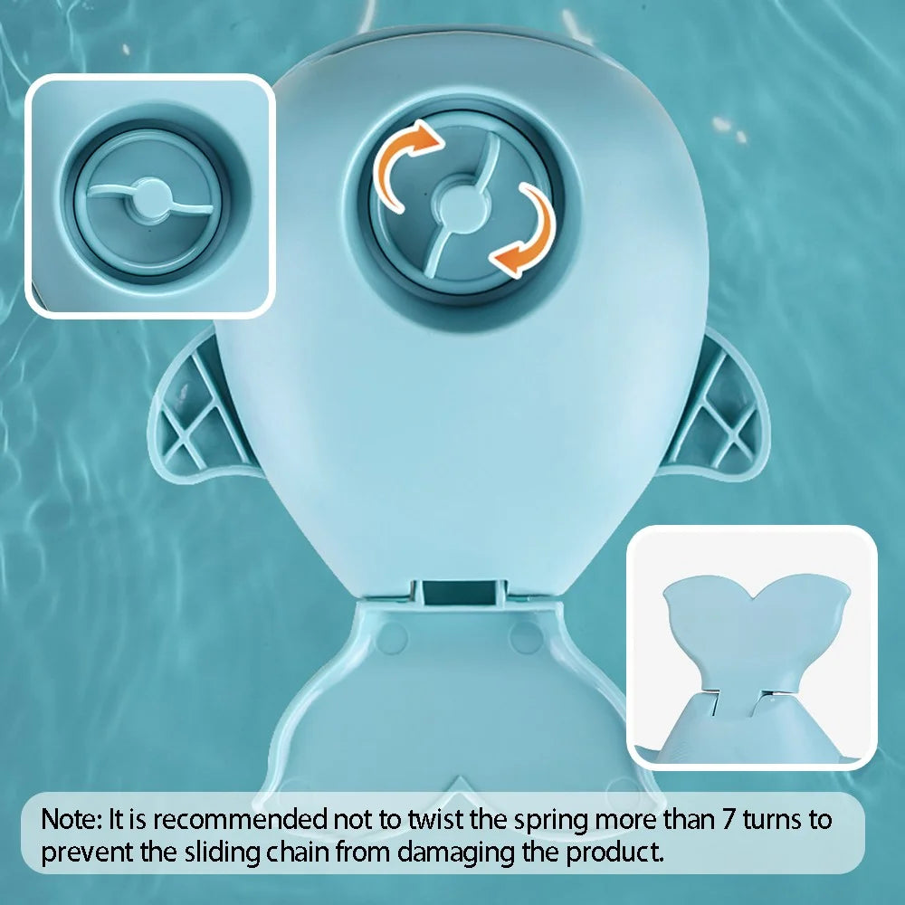 Cute Whale Shape Baby Bath Toy Plastic Toddlers Water Toy Wind Up Clockwork Shower Toy - Baby Blue / Whale - 3