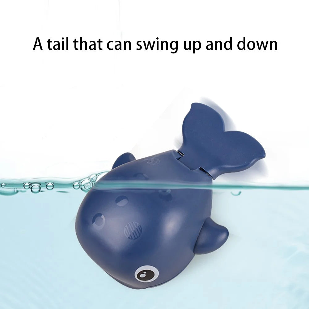 Cute Whale Shape Baby Bath Toy Plastic Toddlers Water Toy Wind Up Clockwork Shower Toy - Baby Blue / Whale - 4