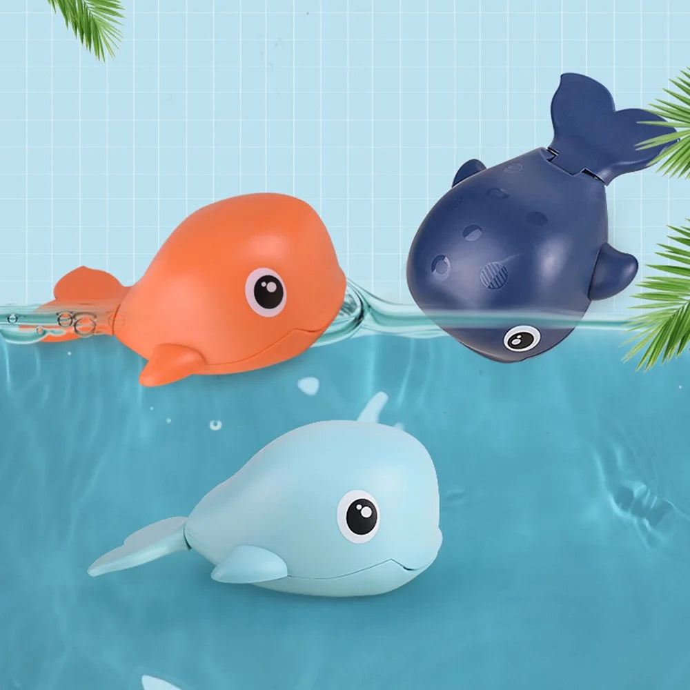 Cute Whale Shape Baby Bath Toy Plastic Toddlers Water Toy Wind Up Clockwork Shower Toy - Baby Blue / Whale - 6