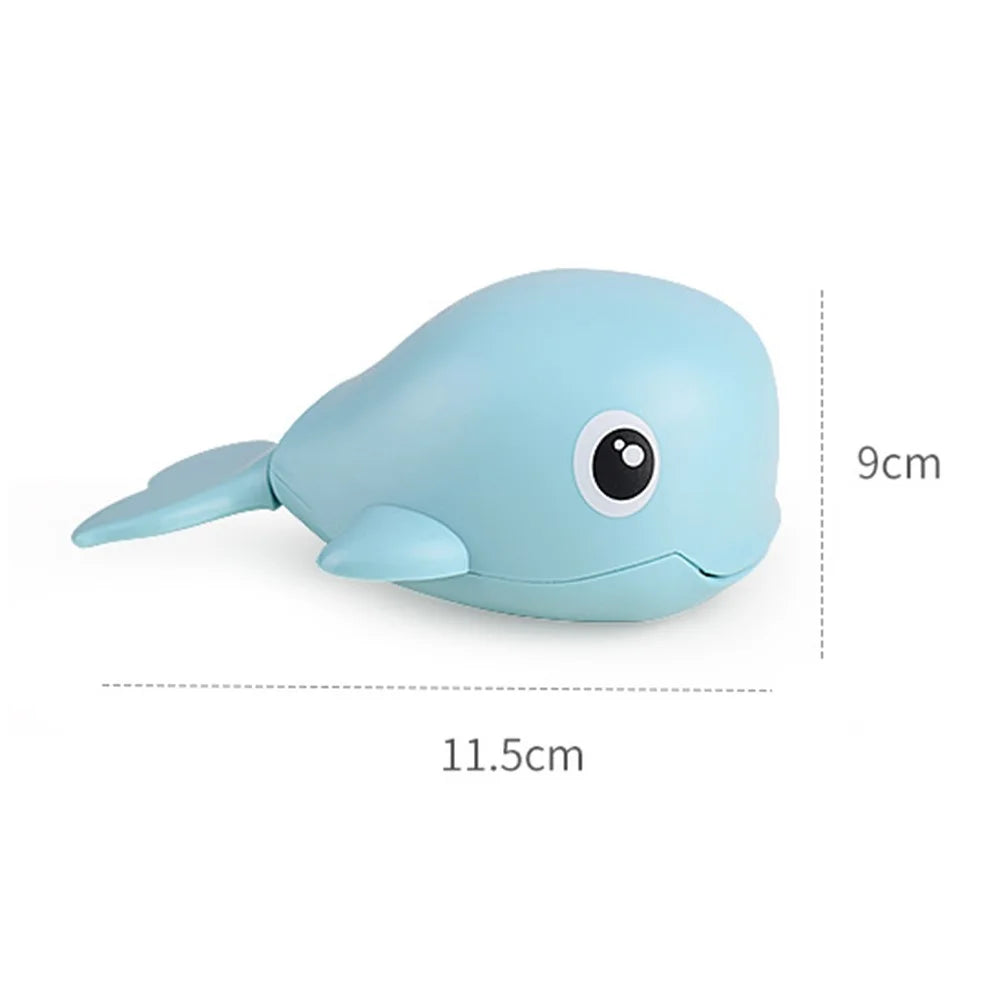 Cute Whale Shape Baby Bath Toy Plastic Toddlers Water Toy Wind Up Clockwork Shower Toy - Baby Blue / Whale - 7