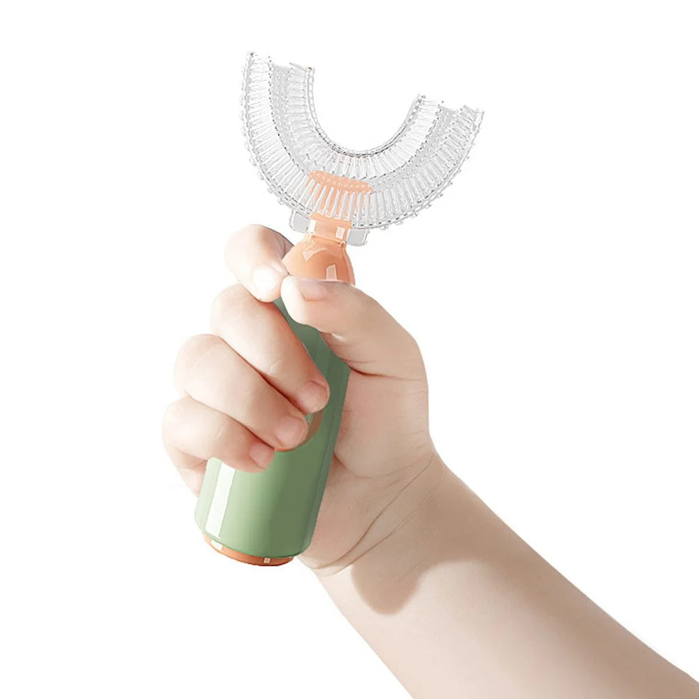 Children Soft Silicone Brush Head U-Shaped Manual Toothbrush for Kids ST (BPA Free, No FDA Certified) - Green / S - 2