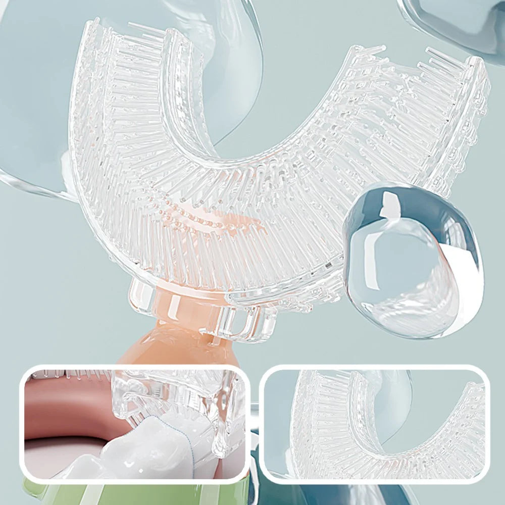 Children Soft Silicone Brush Head U-Shaped Manual Toothbrush for Kids ST (BPA Free, No FDA Certified) - Green / S - 4