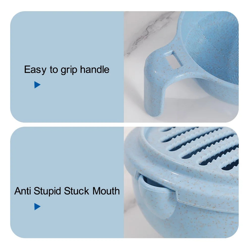 Baby Food Grinder Set Wheat Straw + PP Vegetable Fruit Food Processor Masher (BPA Free, No FDA Certificate) - Blue - 7