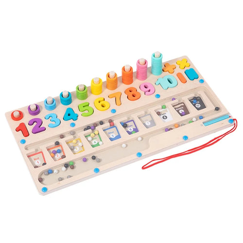 Wooden Magnetic Board Beads Maze Color and Number Cognition Puzzle Kids Educational Toy - 1