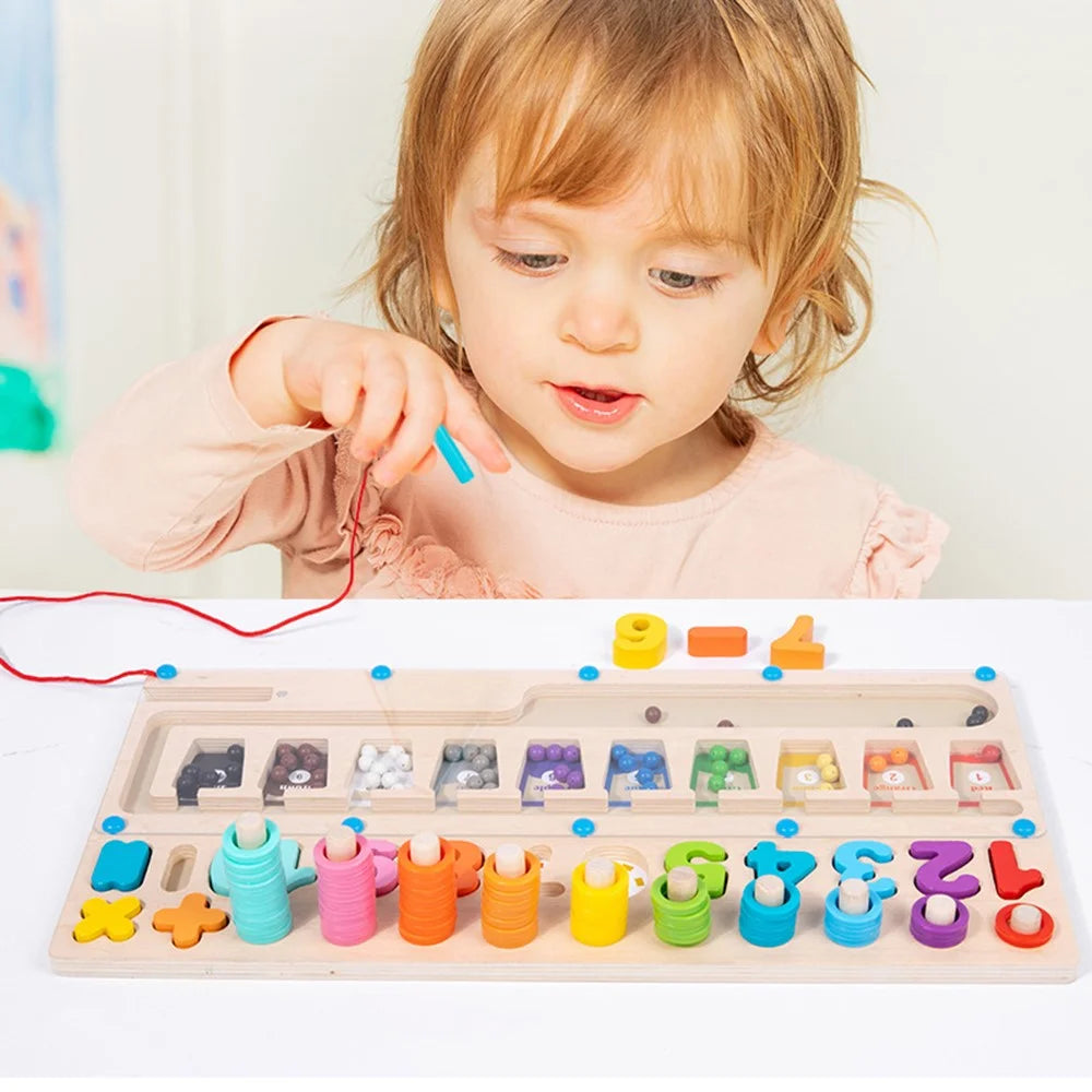 Wooden Magnetic Board Beads Maze Color and Number Cognition Puzzle Kids Educational Toy - 2