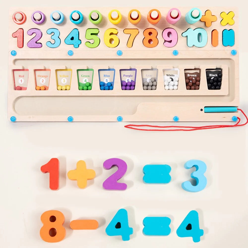 Wooden Magnetic Board Beads Maze Color and Number Cognition Puzzle Kids Educational Toy - 3