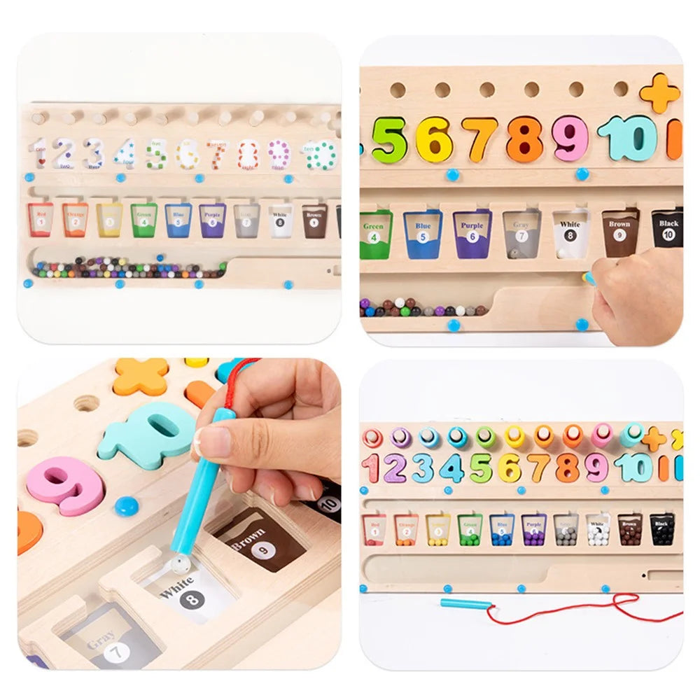 Wooden Magnetic Board Beads Maze Color and Number Cognition Puzzle Kids Educational Toy - 5