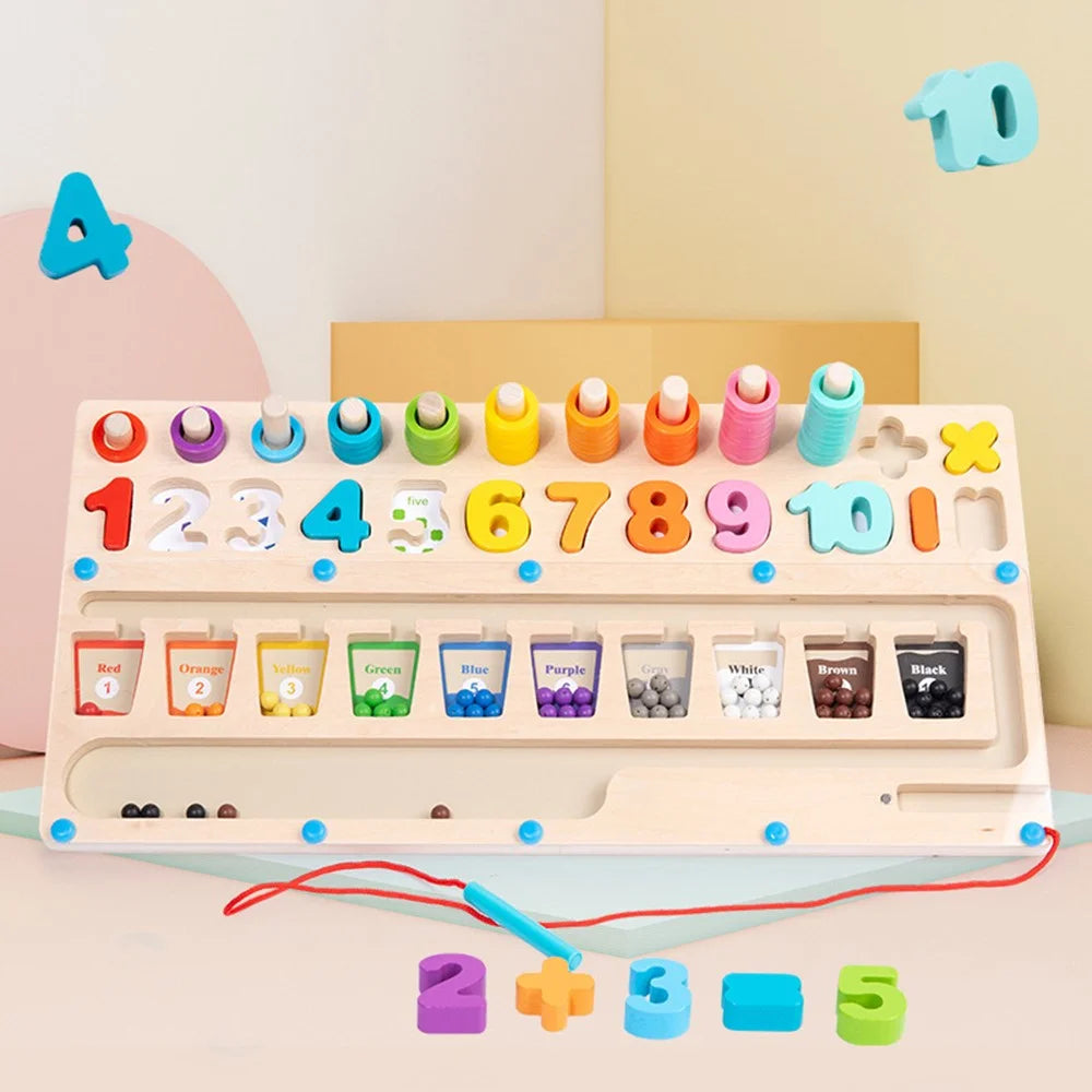 Wooden Magnetic Board Beads Maze Color and Number Cognition Puzzle Kids Educational Toy - 6