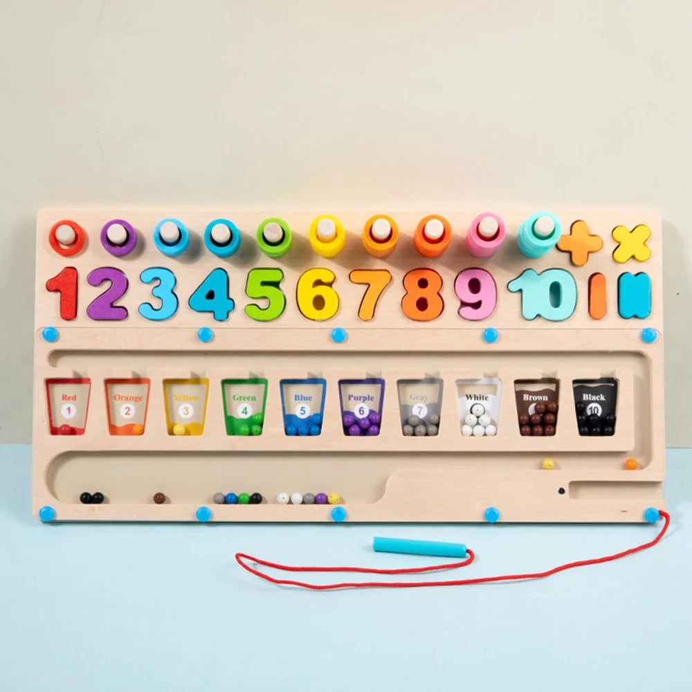 Wooden Magnetic Board Beads Maze Color and Number Cognition Puzzle Kids Educational Toy - 7