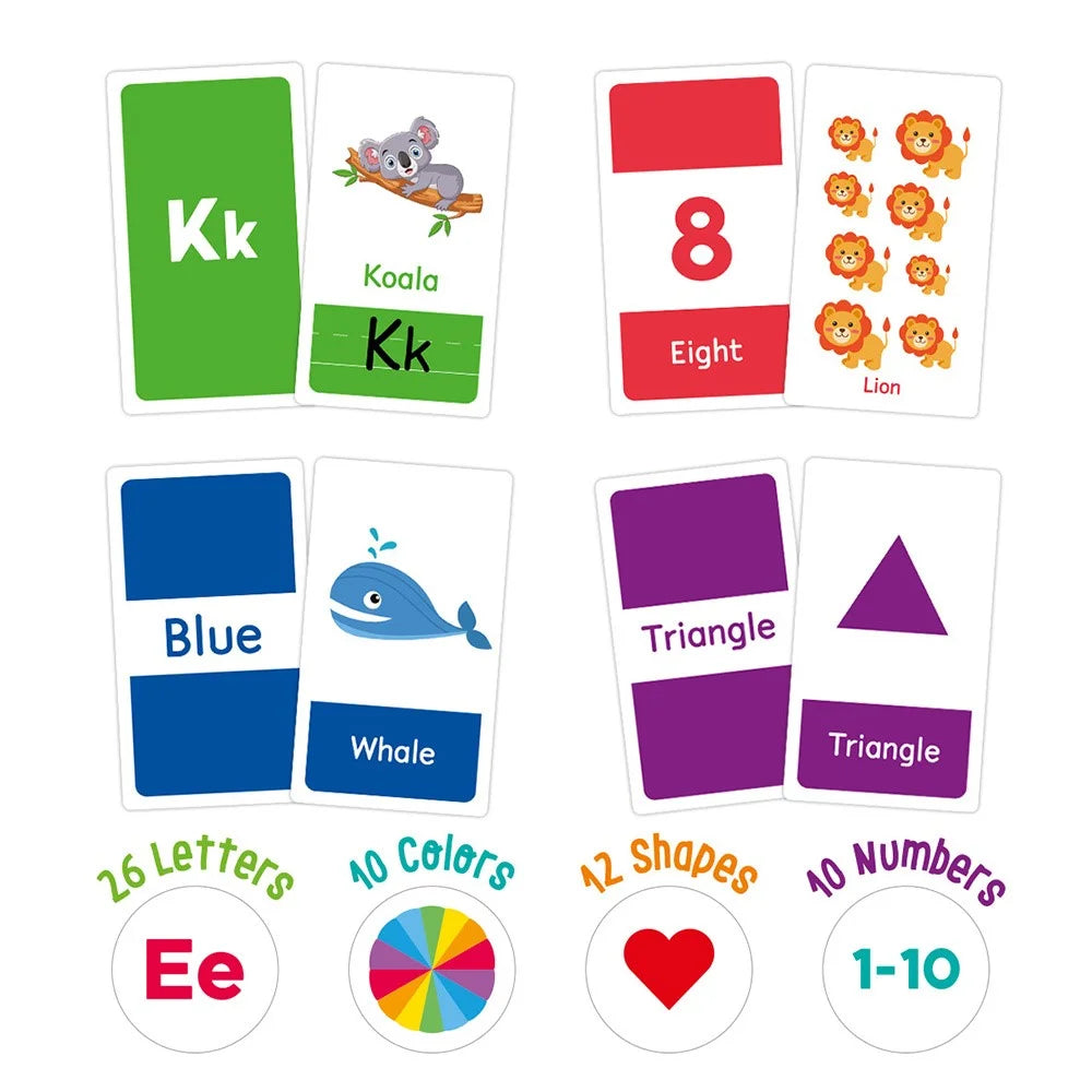58Pcs / Set Flash Cards Alphabet Letter Number Shape Color Early Education Gift Toddler Learning Cards - Style 1 - 2