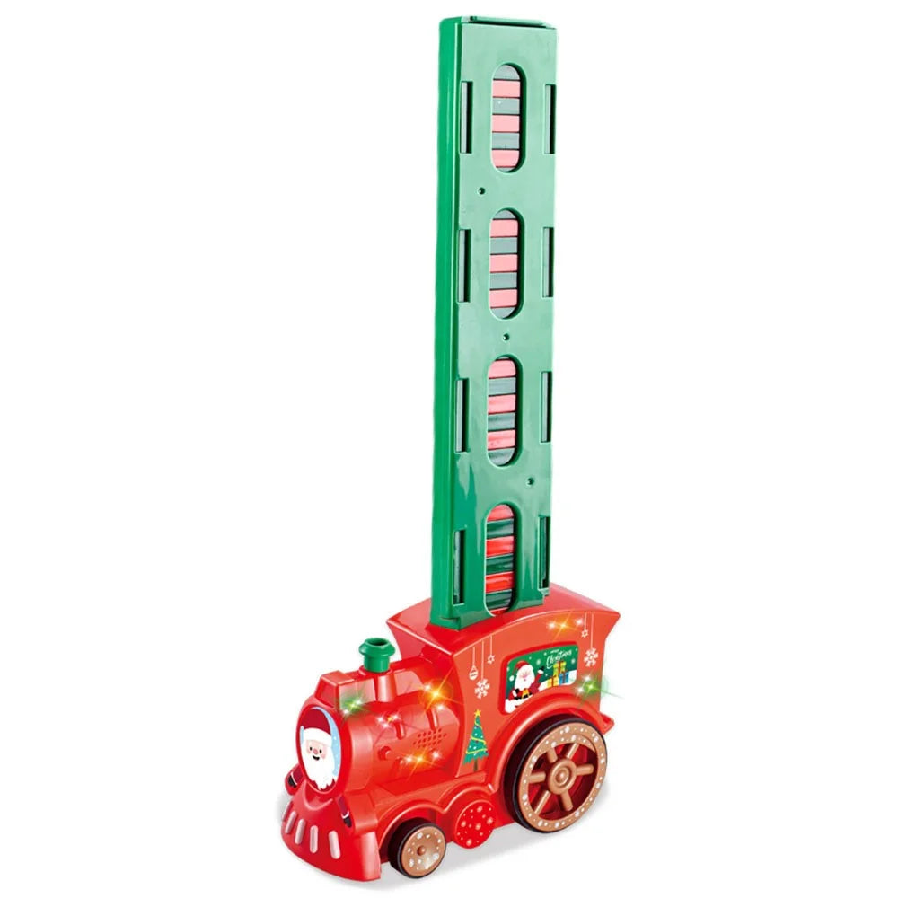 YLF938 Electric Domino Train Set for Kids, Christmas Early Learning Toy with 80Pcs Blocks - 1