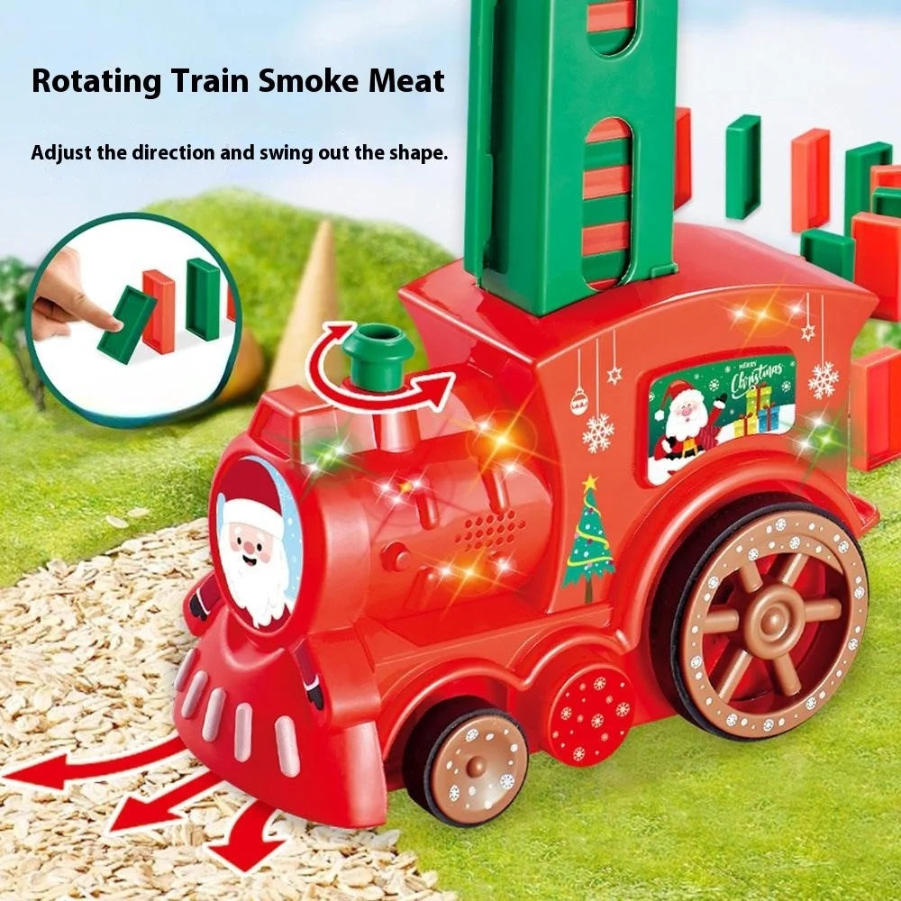 YLF938 Electric Domino Train Set for Kids, Christmas Early Learning Toy with 80Pcs Blocks - 4