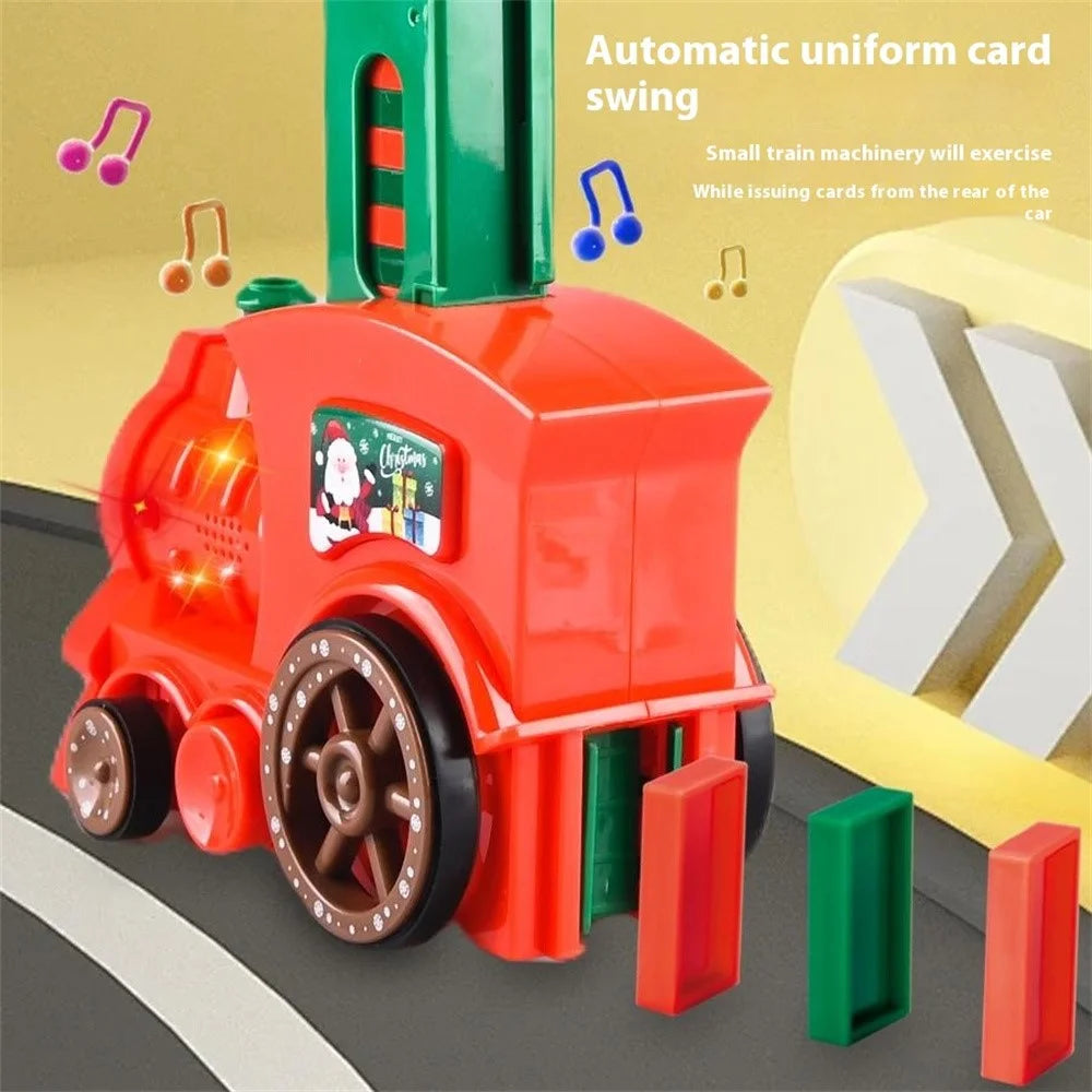 YLF938 Electric Domino Train Set for Kids, Christmas Early Learning Toy with 80Pcs Blocks - 5
