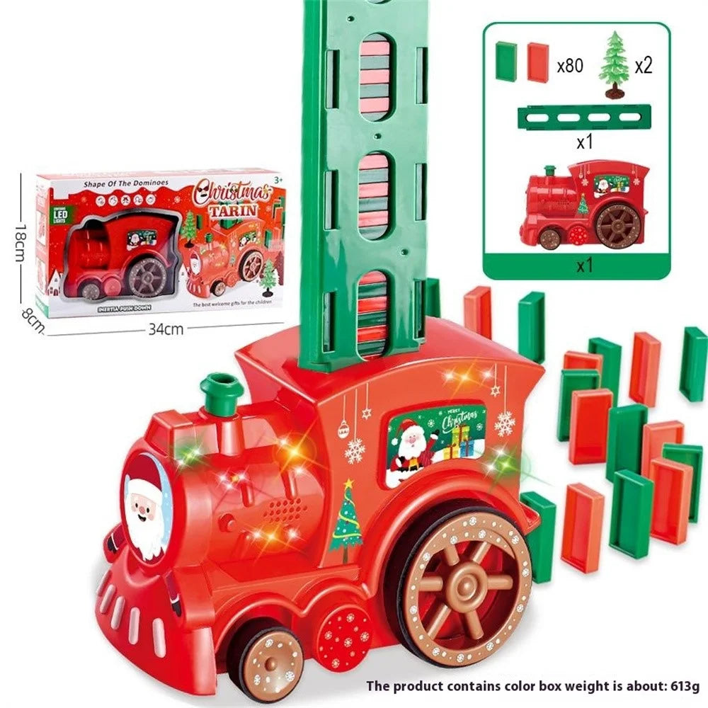 YLF938 Electric Domino Train Set for Kids, Christmas Early Learning Toy with 80Pcs Blocks - 7