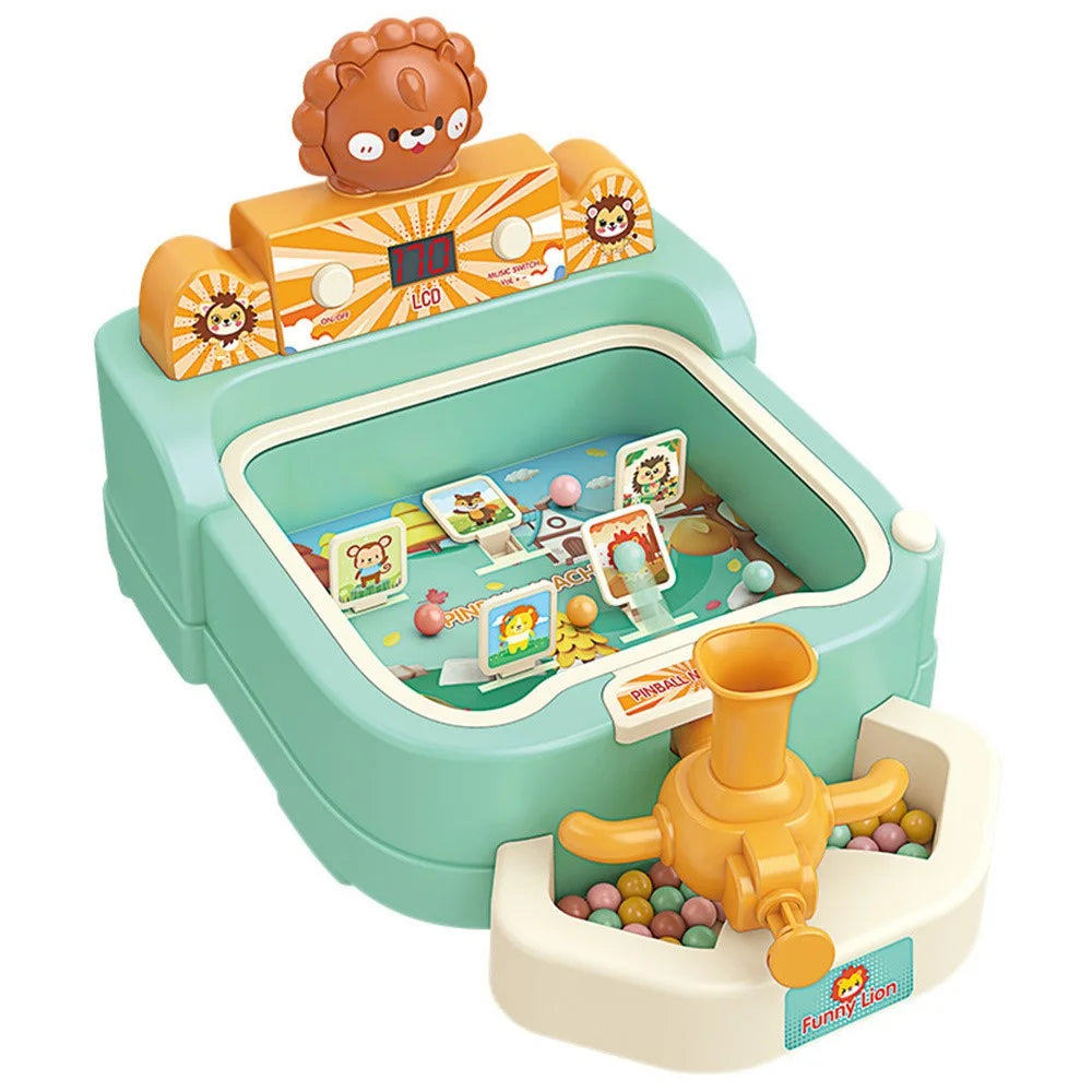 SJL8601 Cartoon Lion Pinball Shooting Machine Kids Target Shooting Toy Game with Score - Light Green - 1