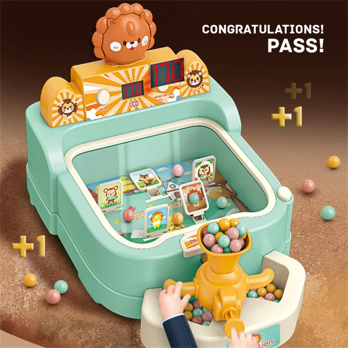 SJL8601 Cartoon Lion Pinball Shooting Machine Kids Target Shooting Toy Game with Score - Light Green - 5