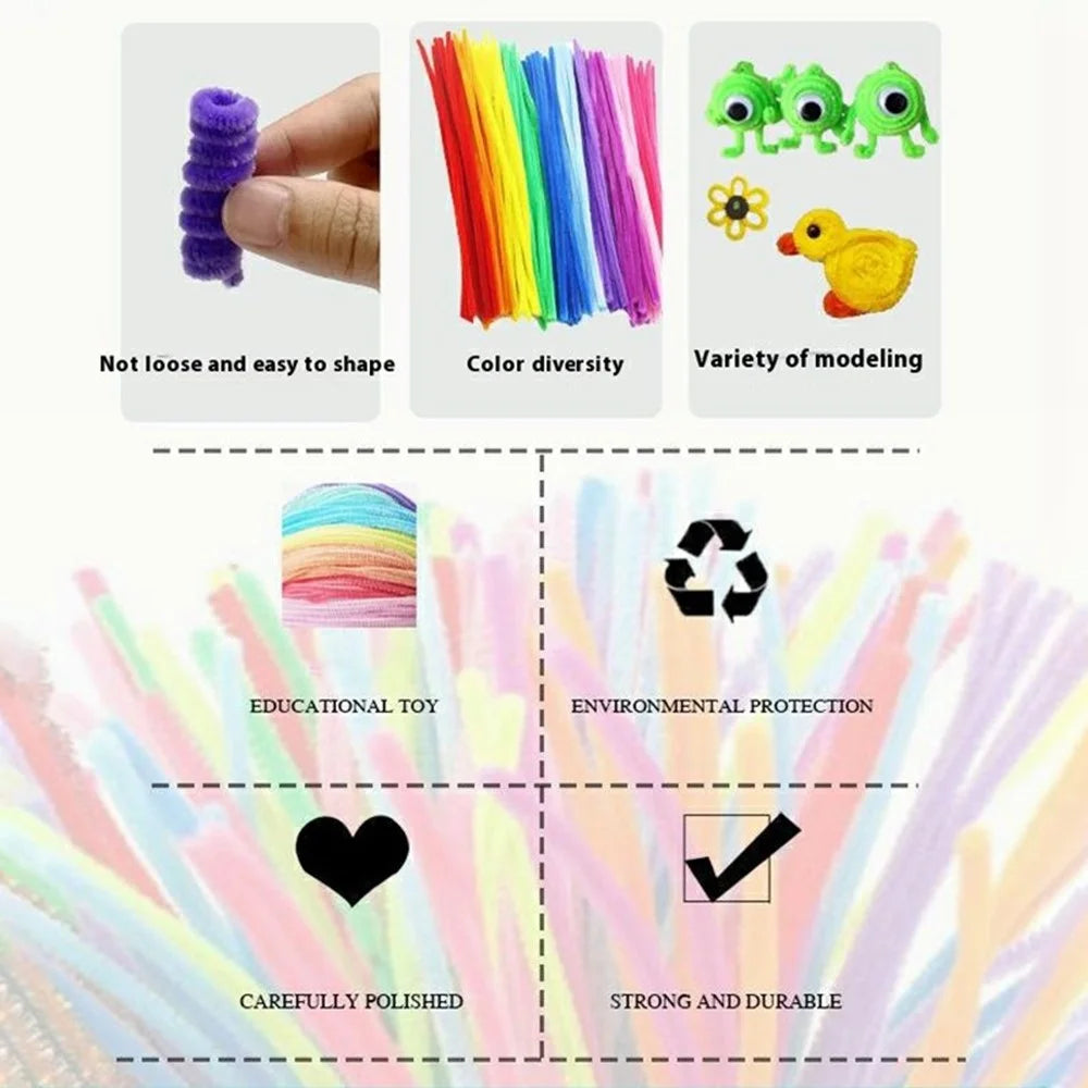 100Pcs Pipe Cleaners Craft Supplies Multi-Color Chenille Stems for Kids DIY Projects - 3