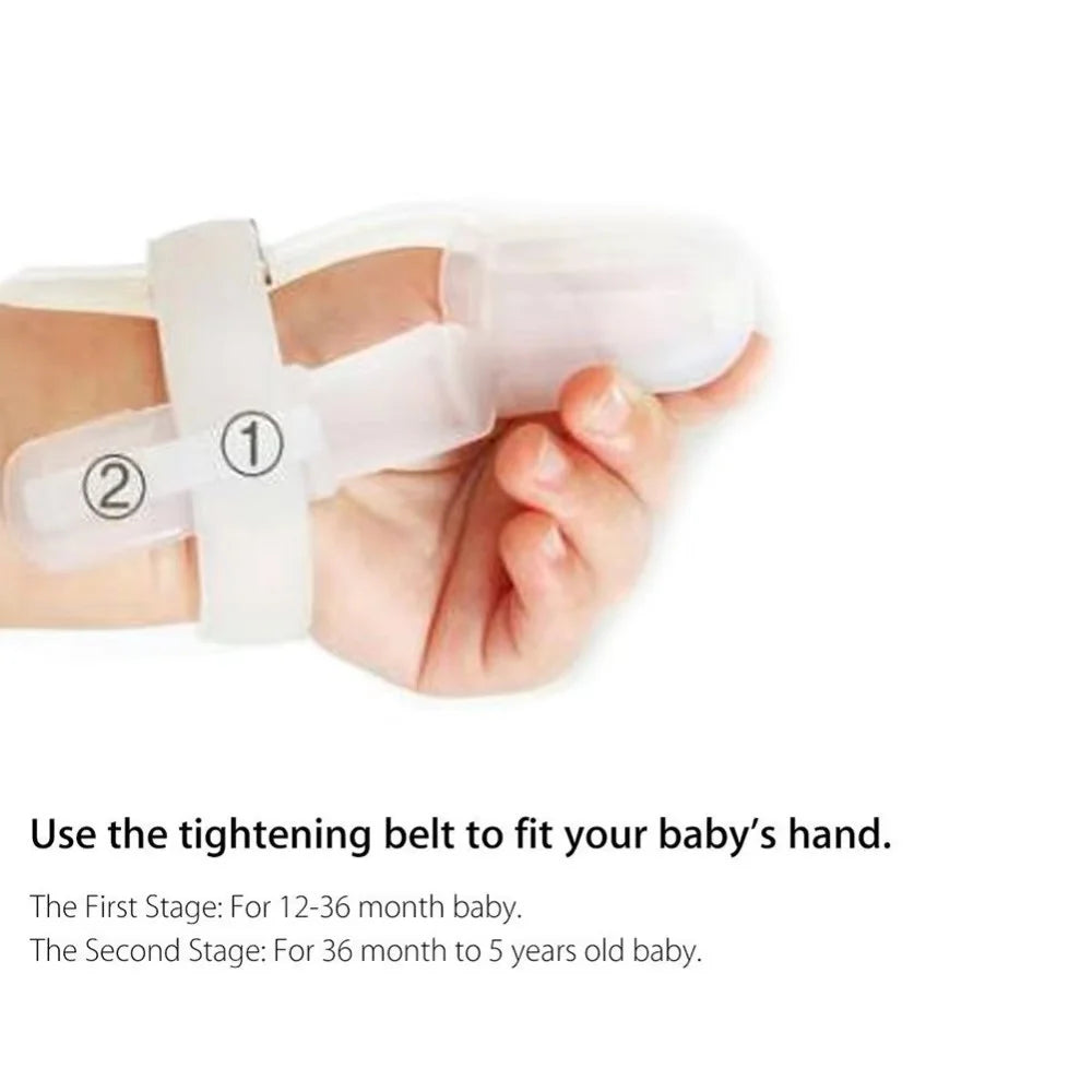 MUMMABUBBA Silicone Baby Finger Guard Non-Toxic Toddler Stop Thumb Sucking Wrist Band (No FDA, BPA Free) - Transparent - 6