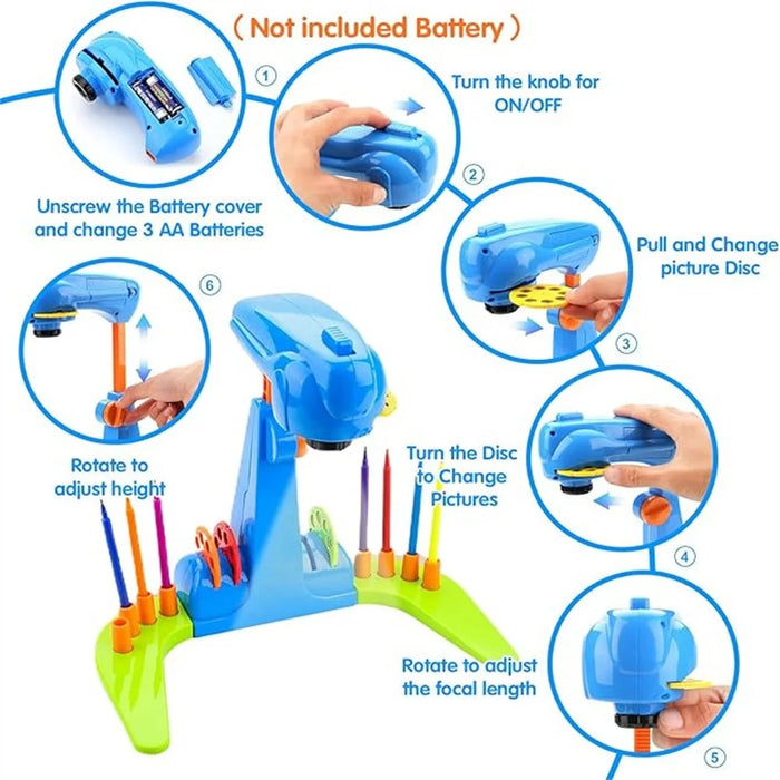 YM133 Drawing Projector for Kids Tracing Drawing Projector Toy Sketcher with Light - Blue - 5