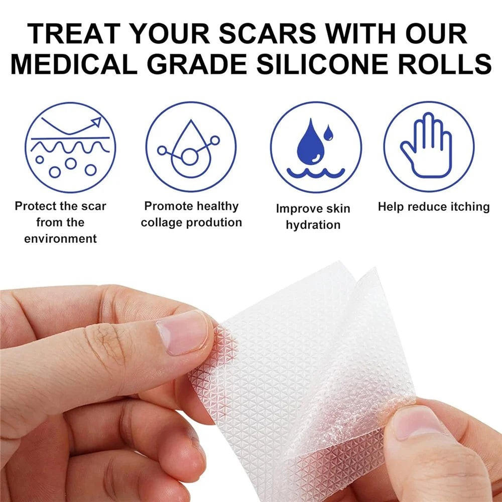 4cm Silicone Scar Removal Tape Post Surgery Scar Treatment Sheet Painless Scar Repair Bandage , Length 300cm - Transparent - 4