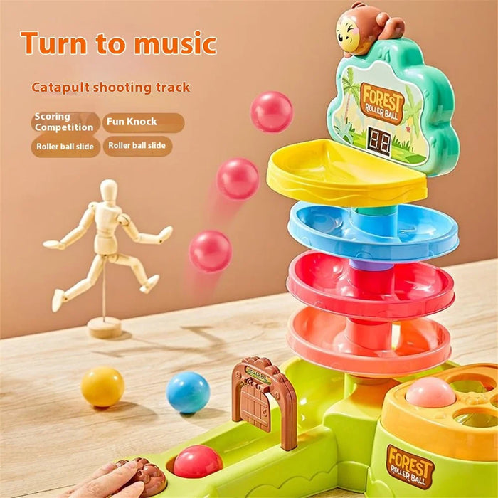 JSL711 Children Scoring Hammer Ball Game Educational Whack-A-Mole Track Rolling Ball Tabletop Toy - 2