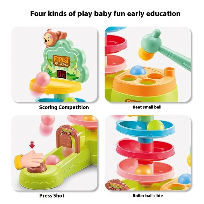 JSL711 Children Scoring Hammer Ball Game Educational Whack-A-Mole Track Rolling Ball Tabletop Toy - 6