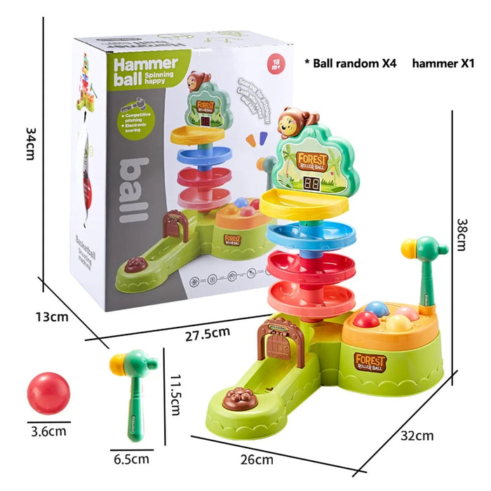 JSL711 Children Scoring Hammer Ball Game Educational Whack-A-Mole Track Rolling Ball Tabletop Toy - 7