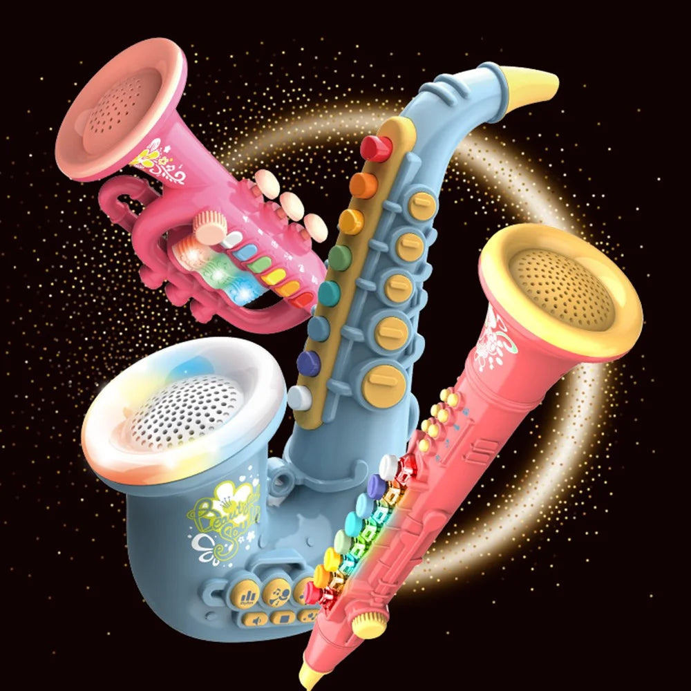 Musical Instrument Kids Toy Saxophone for Preschool Toddlers Educational Learning Music Development Gift - Blue - 3