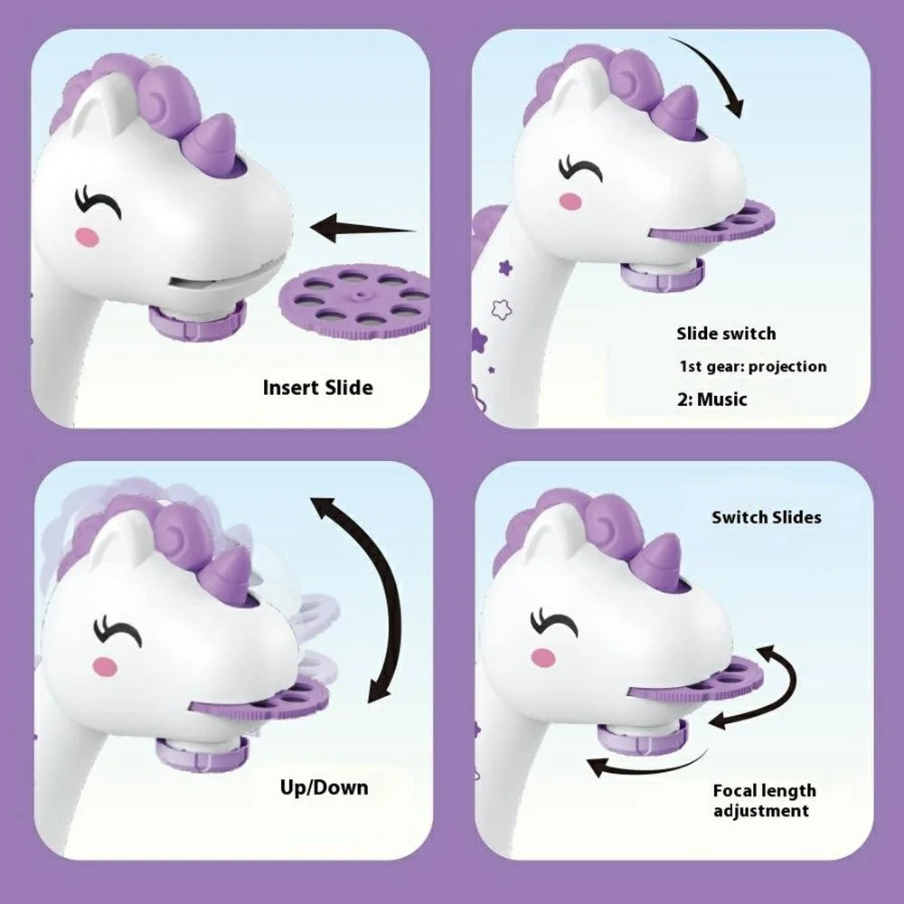 Children DIY Drawing Board Multi-Function Building Block Table Magnetic Writing Board Early Educational Toy - Purple Horse - 4