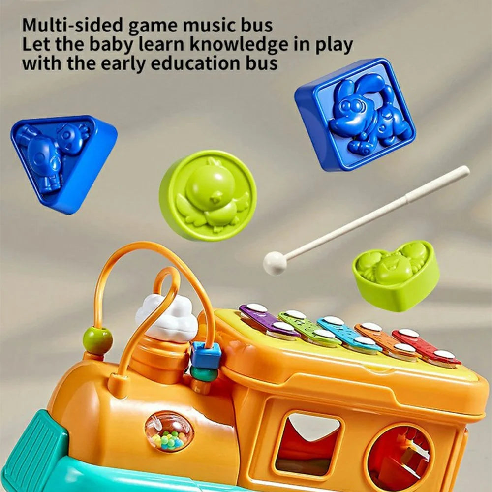 JSL88-20 Multifunctional Cartoon Train Xylophone Educational Toy for Babies Toddlers Music Learning - Red - 2