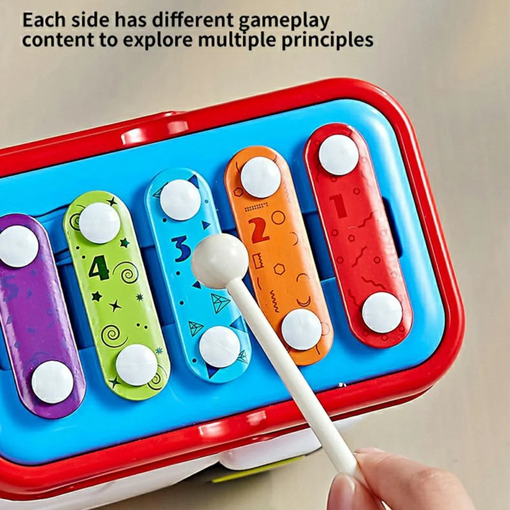 JSL88-20 Multifunctional Cartoon Train Xylophone Educational Toy for Babies Toddlers Music Learning - Red - 3