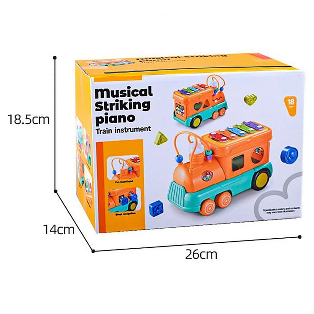JSL88-20 Multifunctional Cartoon Train Xylophone Educational Toy for Babies Toddlers Music Learning - Red - 7