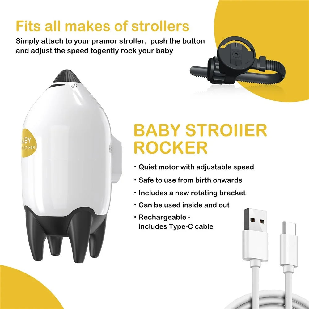 Portable Baby Stroller Rocker Rechargeable Adjustable Speed Infant Sleep Soother Device - 7