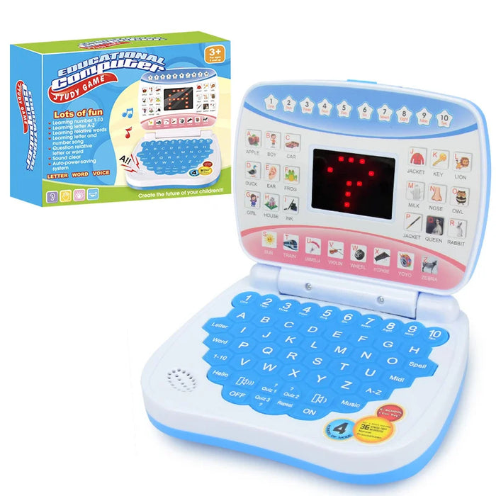 Kids Laptop Toy Educational Learning Computer with English Keyboard Music Sound Interactive for Children 4-6 Years - Blue - 1