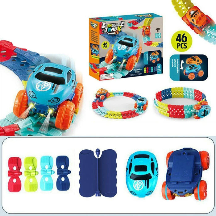 Anti-Gravity Electric Track Car Toy 46Pcs DIY Building Blocks Railway Set Roller Coaster Interactive Toy for Boys Girls - 1