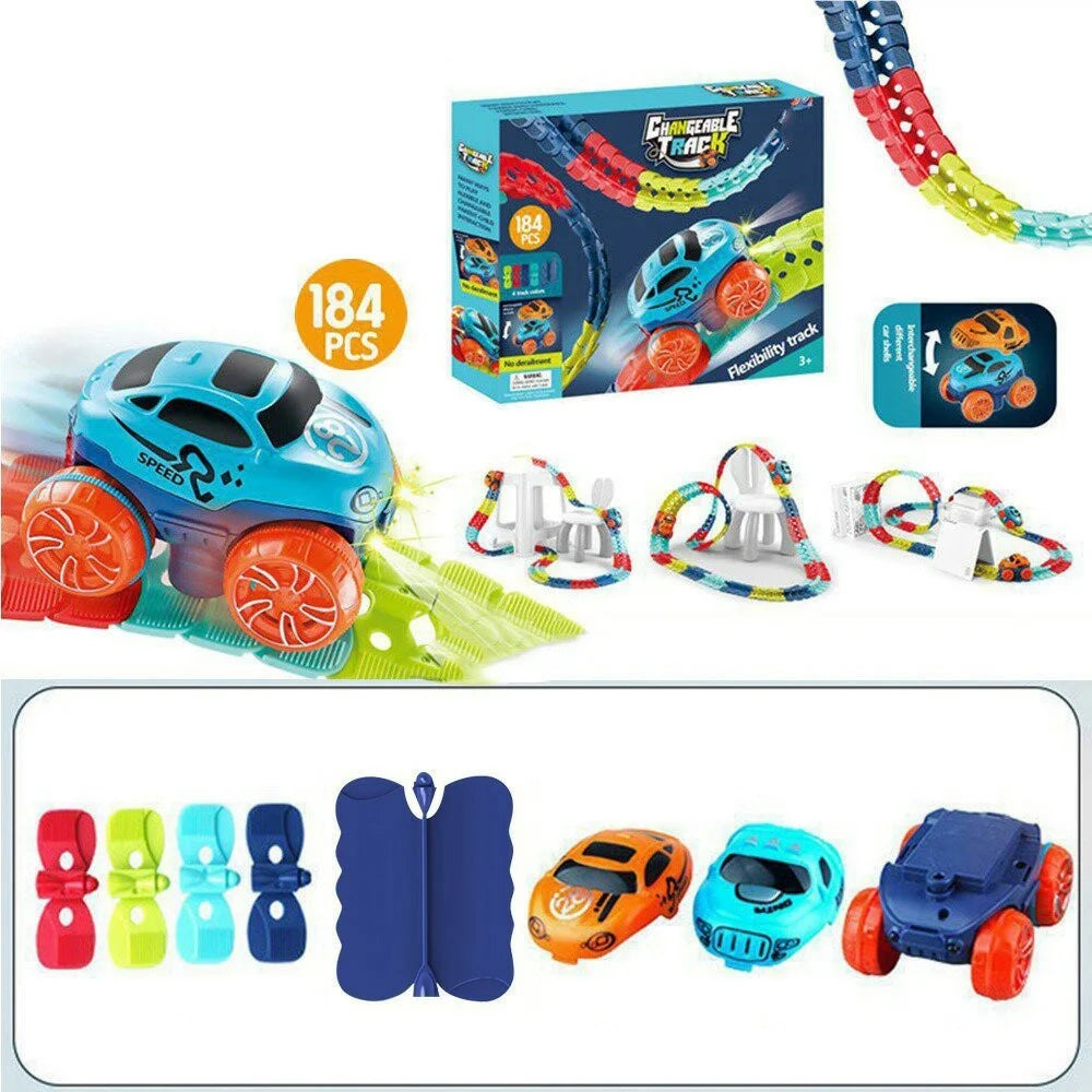 DIY Race Track Set 184Pcs Anti Gravity Electric Rail Car Toy Building Blocks with Light Effects for Boys / Girls - 1