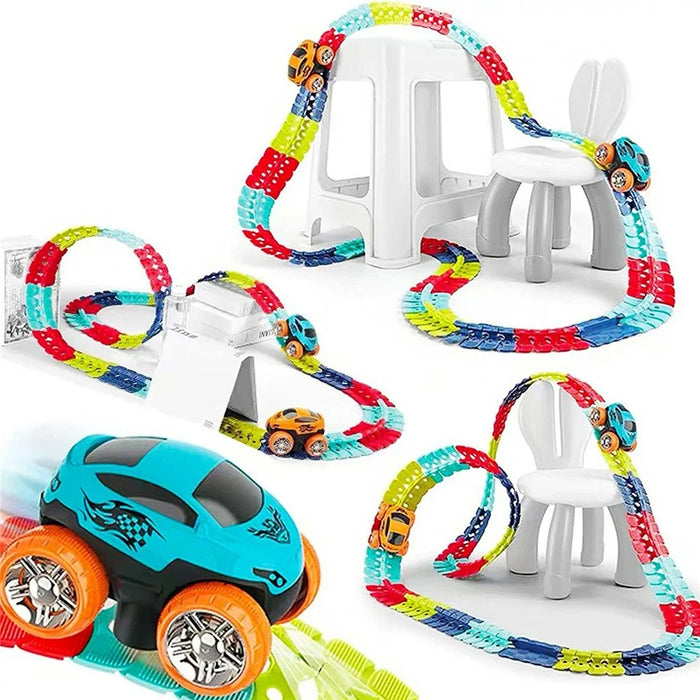 DIY Race Track Set 184Pcs Anti Gravity Electric Rail Car Toy Building Blocks with Light Effects for Boys / Girls - 2