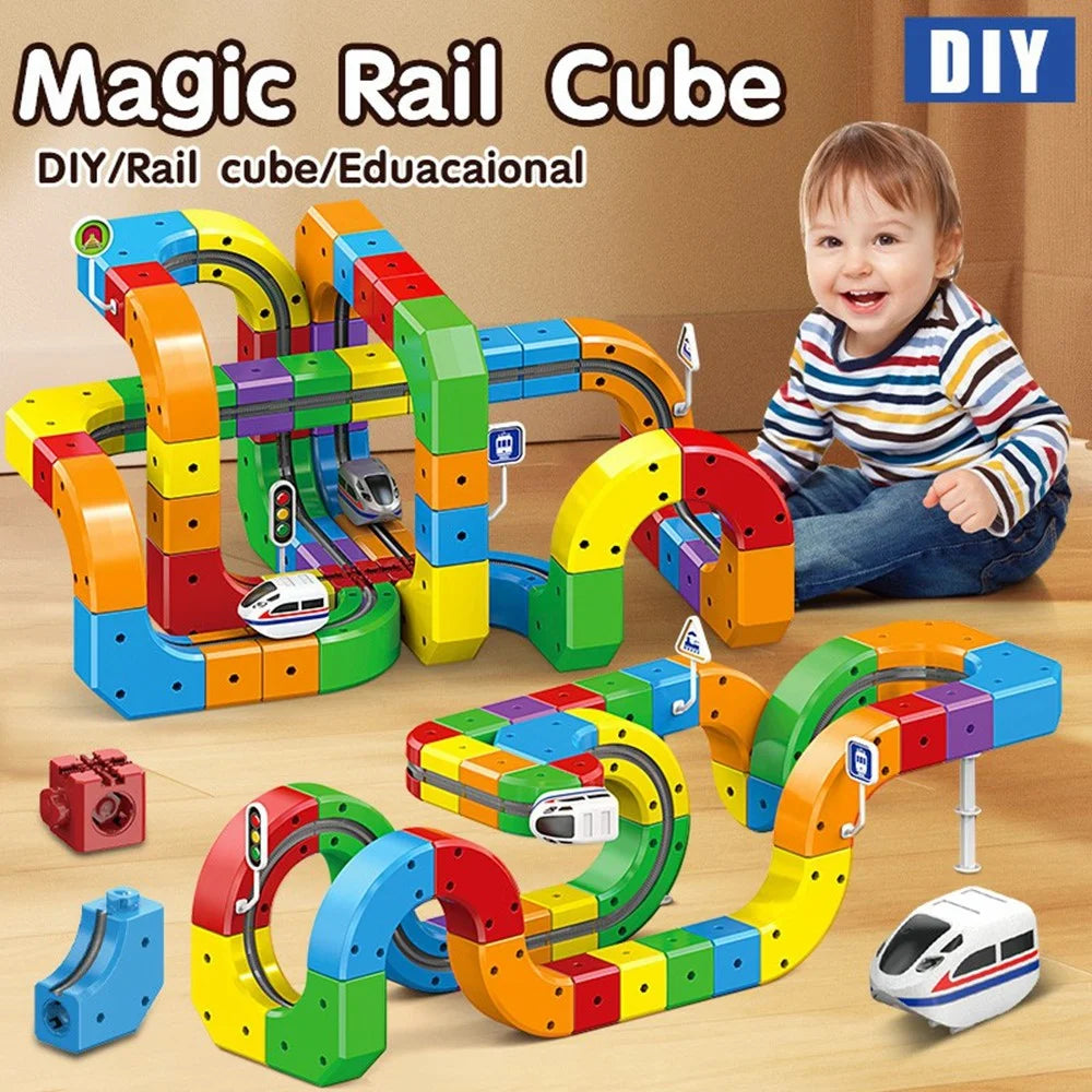 51Pcs Magnetic Train Track Toy Educational Electric Assembly Building Block Set for Children STEAM Learning Toy - 5