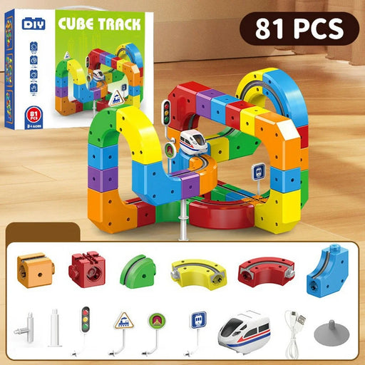 81Pcs Magnetic Train Track Set Building Block Educational Toy DIY Assembly Electric Railway for Children - 1